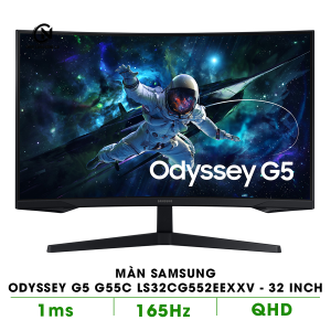 Màn Hình Gaming SAMSUNG Odyssey G5 G55C LS32CG552EEXXV (32.0 inch - 2K - VA - 165Hz - 1ms - FreeSync - HDR10 - Curved)